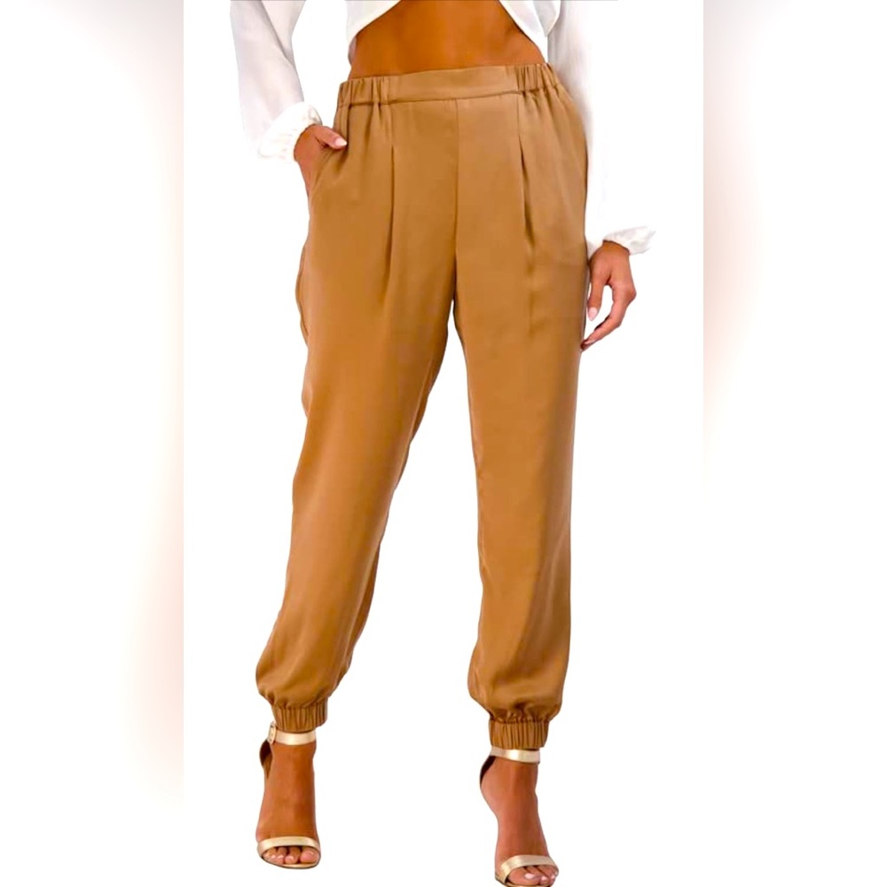 BCBGeneration Women's Pleat Front Elastic Back Waist Pant XL Tan